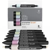 Set markere tip pensulă cu alcool cu două vârfuri Promarker Brush - 6 buc, pastel tones