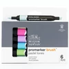 Set markere tip pensulă cu alcool cu două vârfuri Promarker Brush - 6 buc, pastel tones