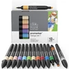 Set markere cu alcool cu două vârfuri ProMarker- 12+1 buc, Manga Set 1