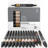 Set de markere cu alcool ProMarker cu două capete - 12+1 buc, skin tones