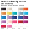 Set de markere cu alcool cu două capete ProMarker - 25+1 buc, modern lettering, într-o husă cu fermoar