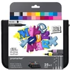 Set de markere cu alcool cu două capete ProMarker - 25+1 buc, modern lettering, într-o husă cu fermoar