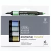 Set markere cu alcool cu două vârfuri ProMarker - 6 buc, metallic