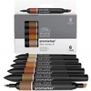 Promarker Set markere cu alcool cu două vârfuri  - 6 buc, skin tones set 2