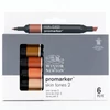 Promarker Set markere cu alcool cu două vârfuri  - 6 buc, skin tones set 2