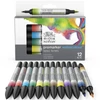 Promarker Watercolour marker tip pensulă acuarelă cu două vârfuri   set  - 12 buc, basic tones