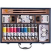 Talens Van Gogh Set pictură în ulei -  Starter Box XL: 12x40 ml + accesorii, în cutie de lemn