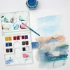 Set de culori acuarelă Winsor&Newton Cotman, recipient 14x1/2 + pensulă - Field