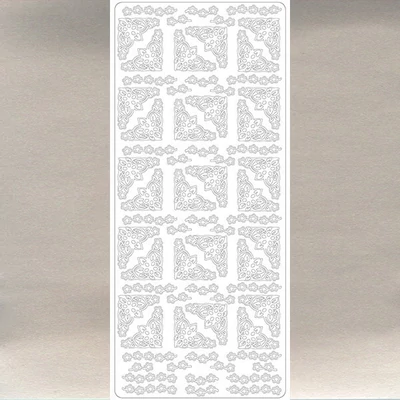 Autocolant contur - decoratiuni de colt, argintiu, 0047