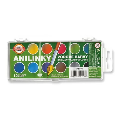Set de acuarelă KOH-I-NOOR Brilliant Watercolors (Anilinky) - 12 buc