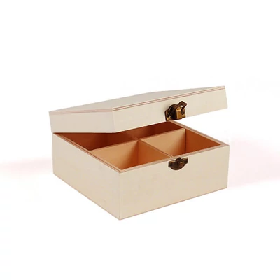 Suport filtru de ceai din lemn - 4 compartimente (detașabile), 15x15x8 cm