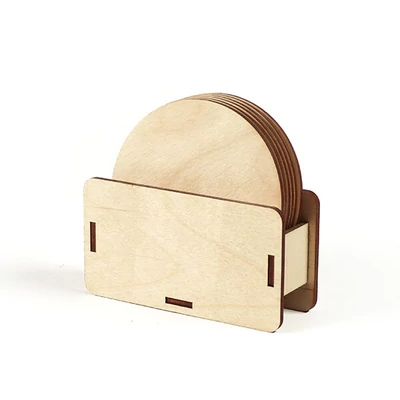 Set suport din lemn  - rotund, 11x10 cm