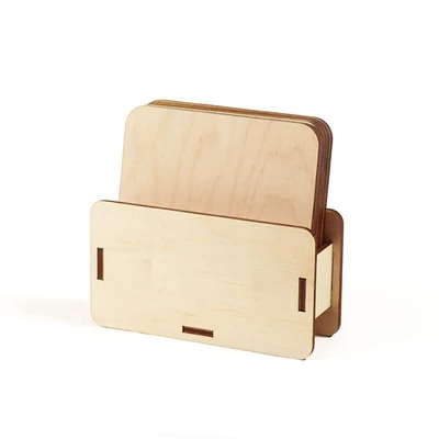 Set coaster din lemn cu suport - pătrat, 11x10 cm