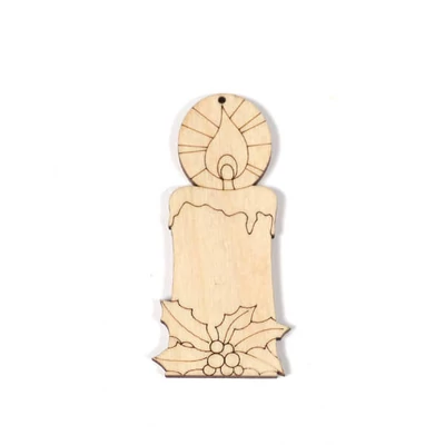 Figurină din lemn, atârnabilă, modelată cu laser - Decor din lemn, lumânare