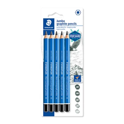 Set creioane grafit, jumbo, Staedtler, Design Journey, Lumograph - 5 buc