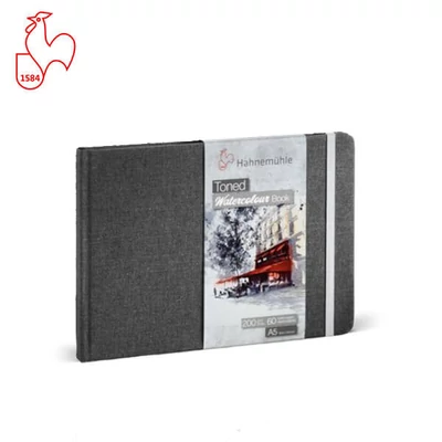 Caiet de acuarelă Hahnemühle Toned Watercolour Book, 200 g, 30 coli, A5, peisaj, gri