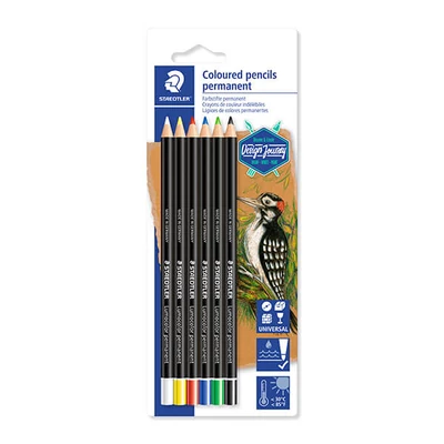 Set creioane colorate, scrie pe orice suprfață, Staedtler, Design Journey, Lumocolor - 6 buc