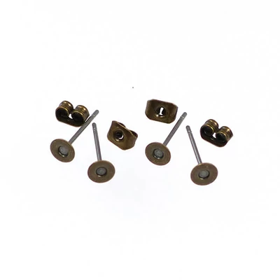 Bază pentru cercei, plug-in - antic, 4 mm, 2 perechi