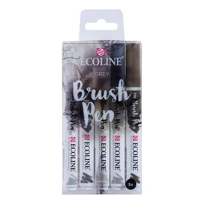 Talens Ecoline Brush Pen Set markere pensulă acuarelă - 5 buc, Grey
