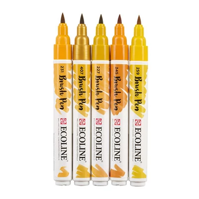 Talens Ecoline Brush Pen Set markere pensulă acuarelă - 5 buc, Earth