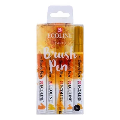 Talens Ecoline Brush Pen Set markere pensulă acuarelă - 5 buc, Earth