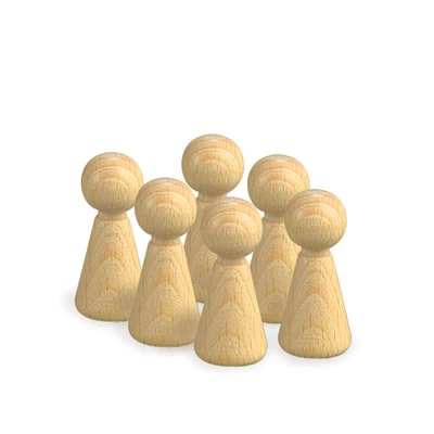 Fa babatest fejjel csomagban - 1,5x3,6 cm, 6 db kúp alakú bábu