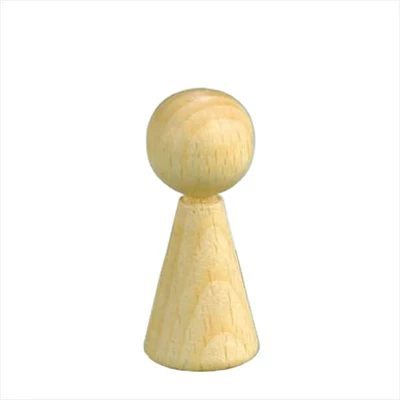 Corp de păpușă din lemn cu cap - 2x5 cm, 1 păpușă în formă de con
