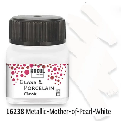 Vopsea sticlă și porțelan, Kreul, Classic - 38 alb sidefat metalic