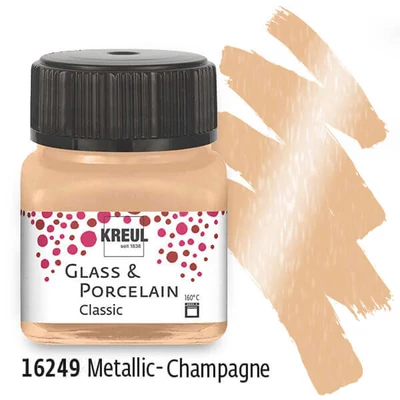 Vopsea sticlă și porțelan, Kreul, Classic - 49 sampanie metalica