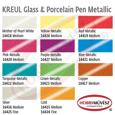 Marker pentru sticlă și porțelan , Kreul Metallic - în diverse culori