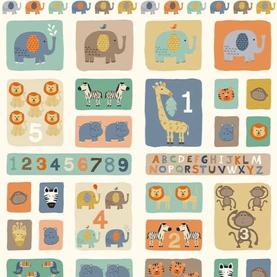 Material Patchwork - Makower - Baby Jungle 1736-1 Panel, 30cm