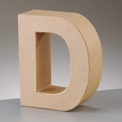 Literă din  hârtie mache - D, 10 cm