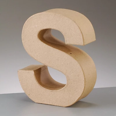 Literă din  hârtie mache - S, 10 cm