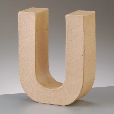 Literă din  hârtie mache - U, 10 cm