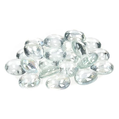 Pietricele de sticla, 18-20 mm, 100 g - irizate, incolore