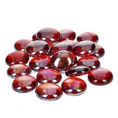 Pietricele de sticla, 18-20 mm, 100 g - irizat, rosu