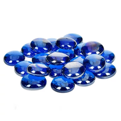 Pietricele de sticlă, 18-20 mm, 100 g - irizate, albastru deschis