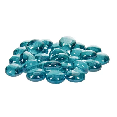 Pietricele de sticlă, 18-20 mm, 100 g - irizate, turcoaz