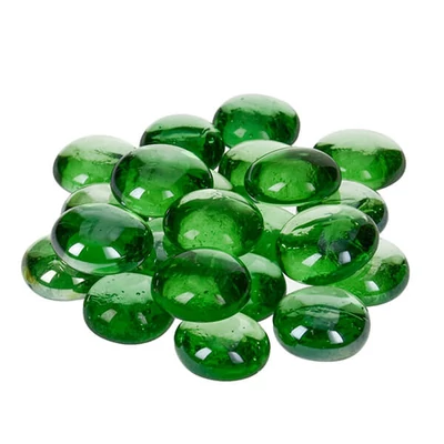 Pietricele de sticla, 18-20 mm, 100 g - irizante, verde mar