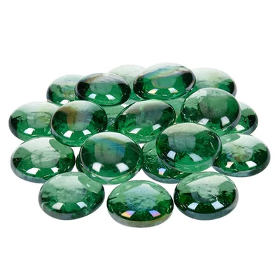 Pietricele de sticla, 18-20 mm, 100 g - irizante, verde muschi