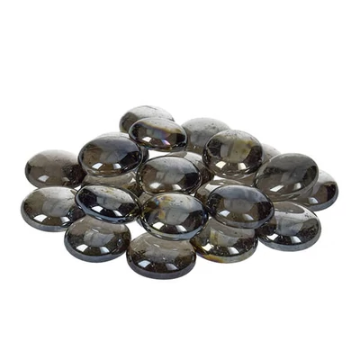 Pietricele de sticla, 18-20 mm, 100 g - irizante, negre