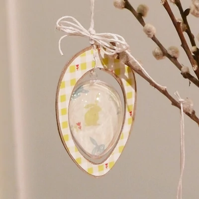 Hârtie mache, atârnabilă, cu orificiu în interior - ou, 10x7,2 cm