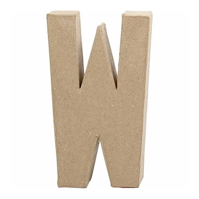 Literă din  hârtie mache - W, 20,5 cm