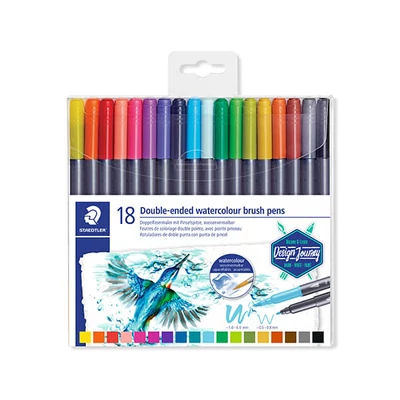 Set markere pensulă, Staedtler, Design Journey, cu două vârfuri - 18 buc