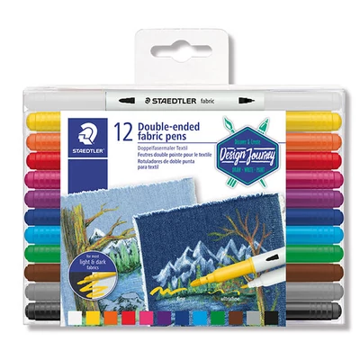 Set markere textile, Staedtler, Design Journey, cu două capete - 12 buc