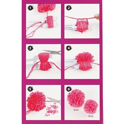Unealtă de făcut pompon, plastic, 2 mărimi, 3 și 5 cm