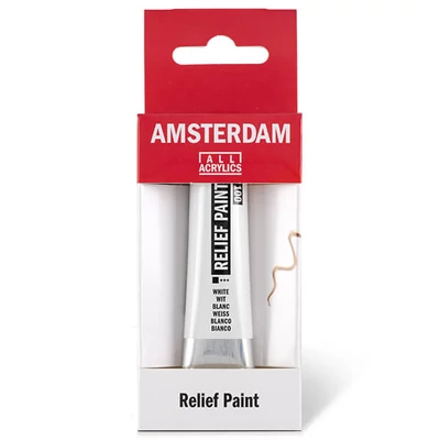 Vopsea de contur Amsterdam Relief Paint,  nu se poate arde, 20 ml - alb, 100