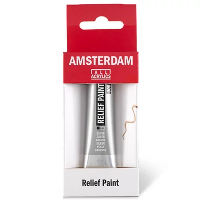 Vopsea de contur Amsterdam Relief Paint, , nu se poate arde, 20 ml - argintiu, 800