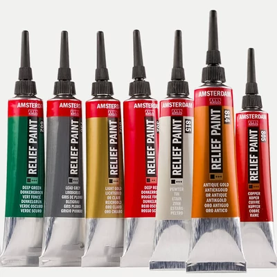 Vopsea de contur Amsterdam Relief Paint, nu poate fi ars, 20 ml - in diverse culori