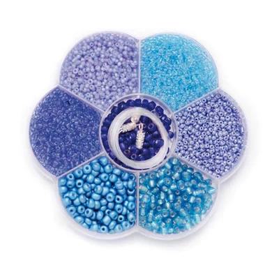 Selecție de mărgele de sticlă - albastru mix